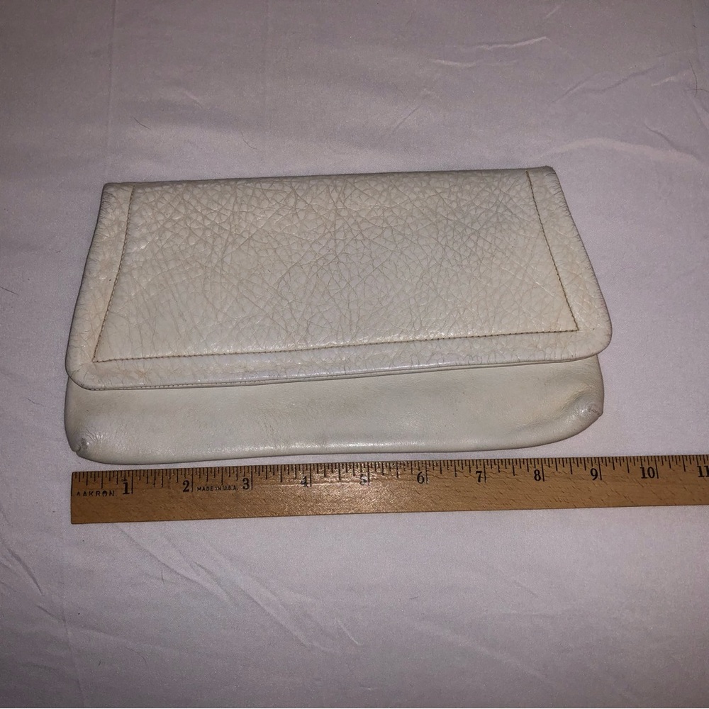 Vintage 1960’s white leather clutch purse small